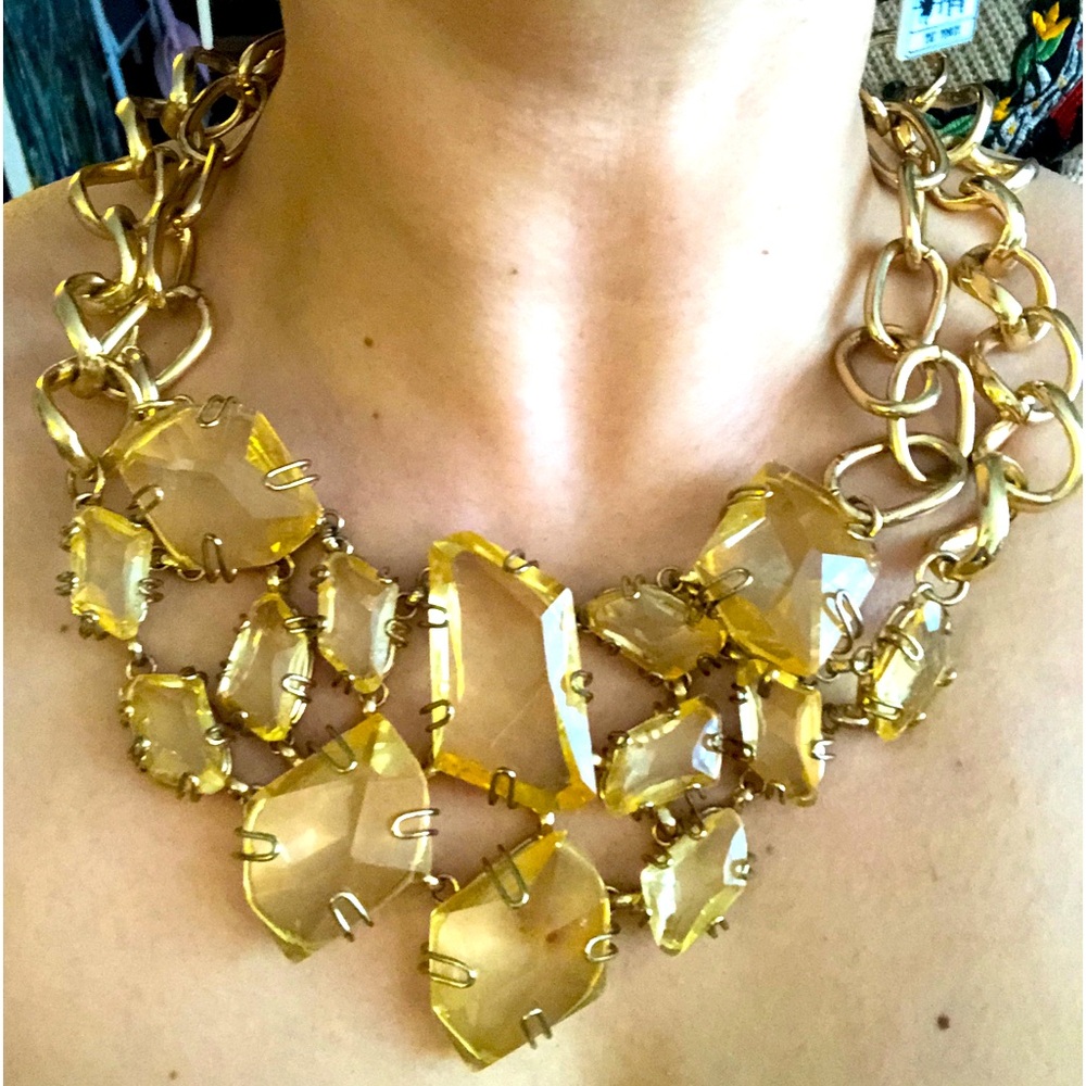 Chucky gold double chain fashion gem necklace